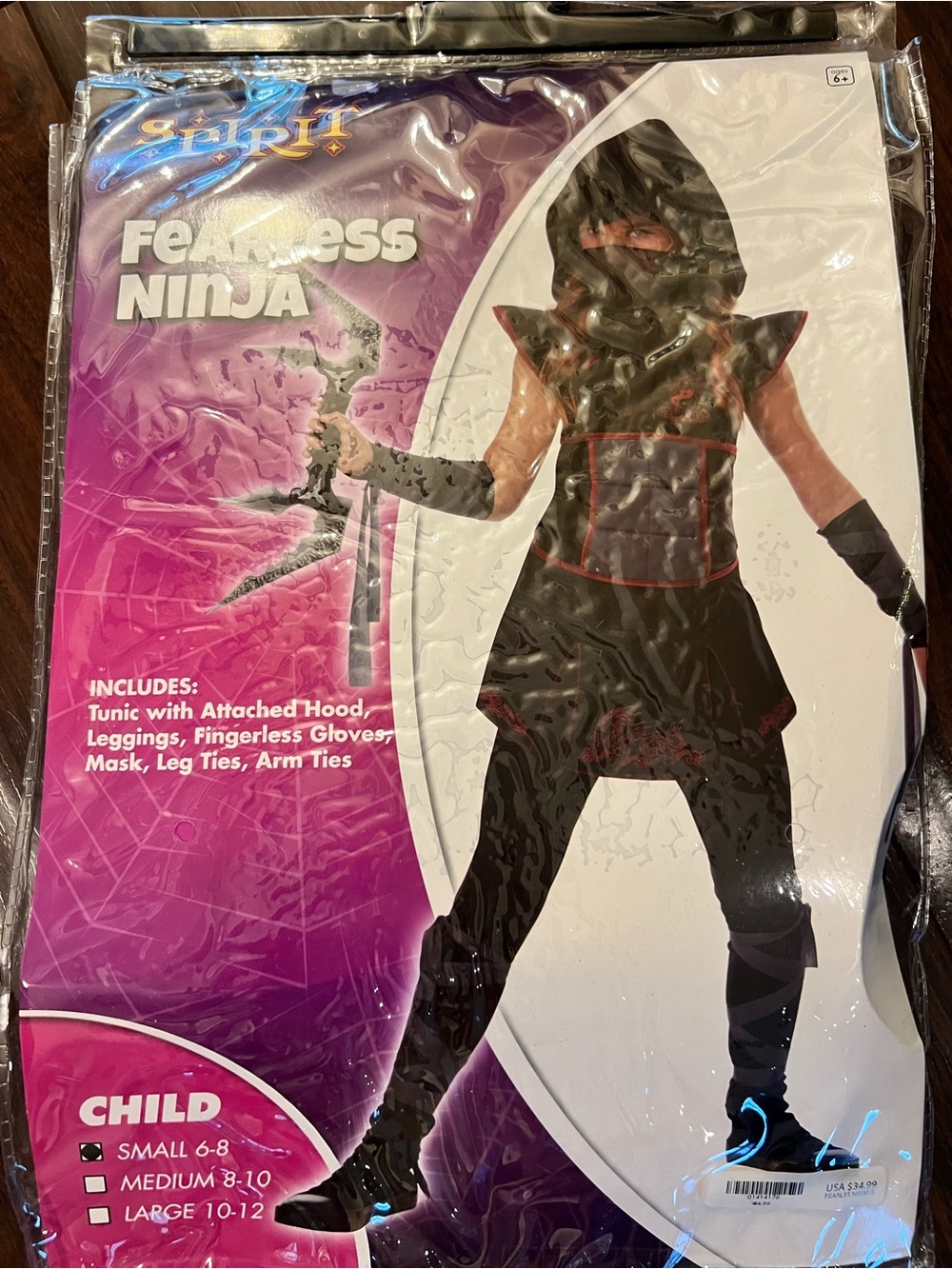 Spirit Fearless Ninja Costume - Black with Red Trim